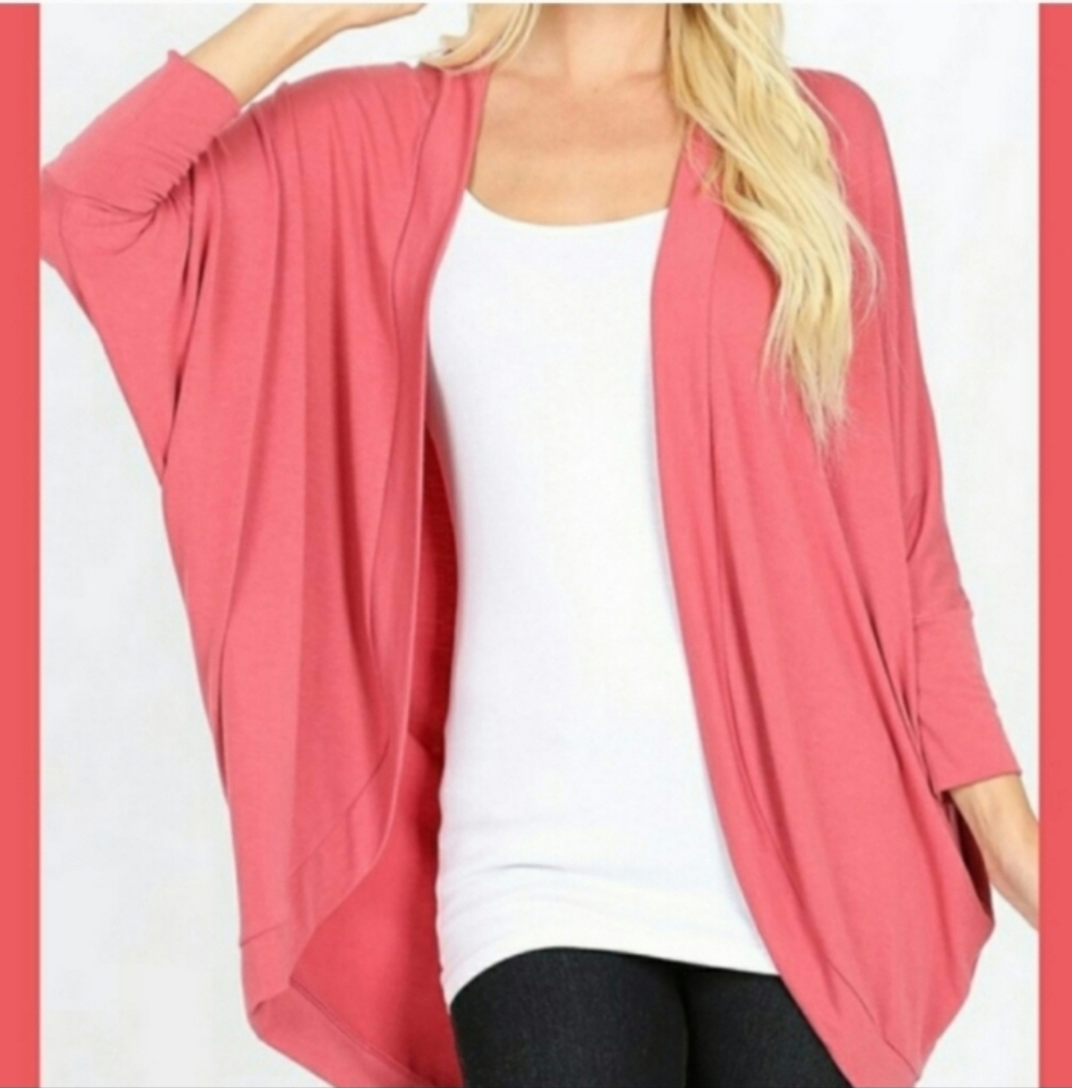 Zenana Outfitters Plus Size Cocoon Wrap Open Cardigan Sweater 1X